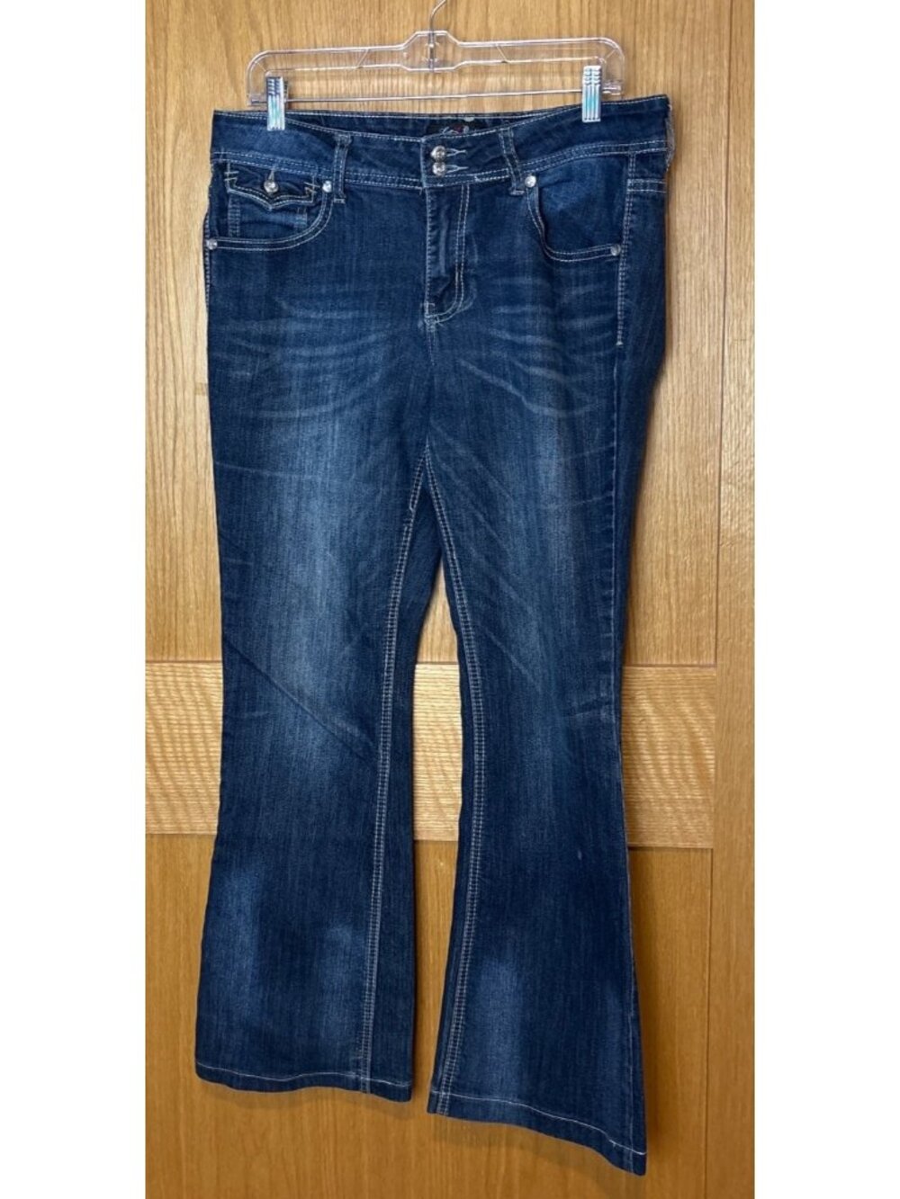 Love Nation Womens Embroidered Bootcut Jeans Size 12 Dark Wash Stretch Denim